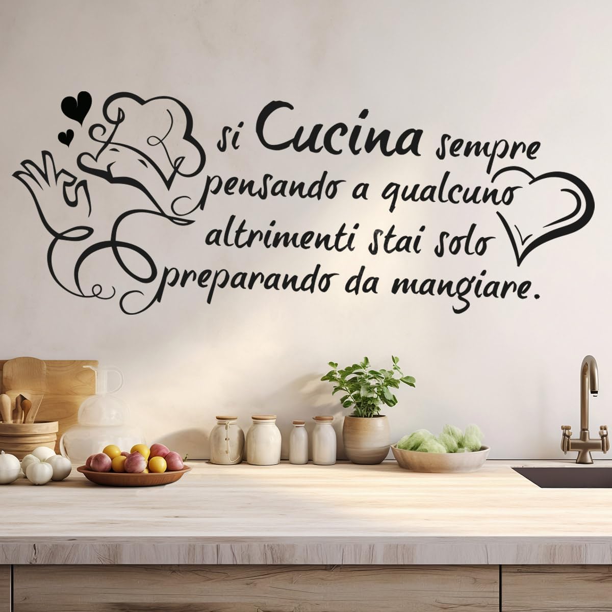 Home Cooking In Italian - ملصق جداري بتصميم اقتباسات عن الحب