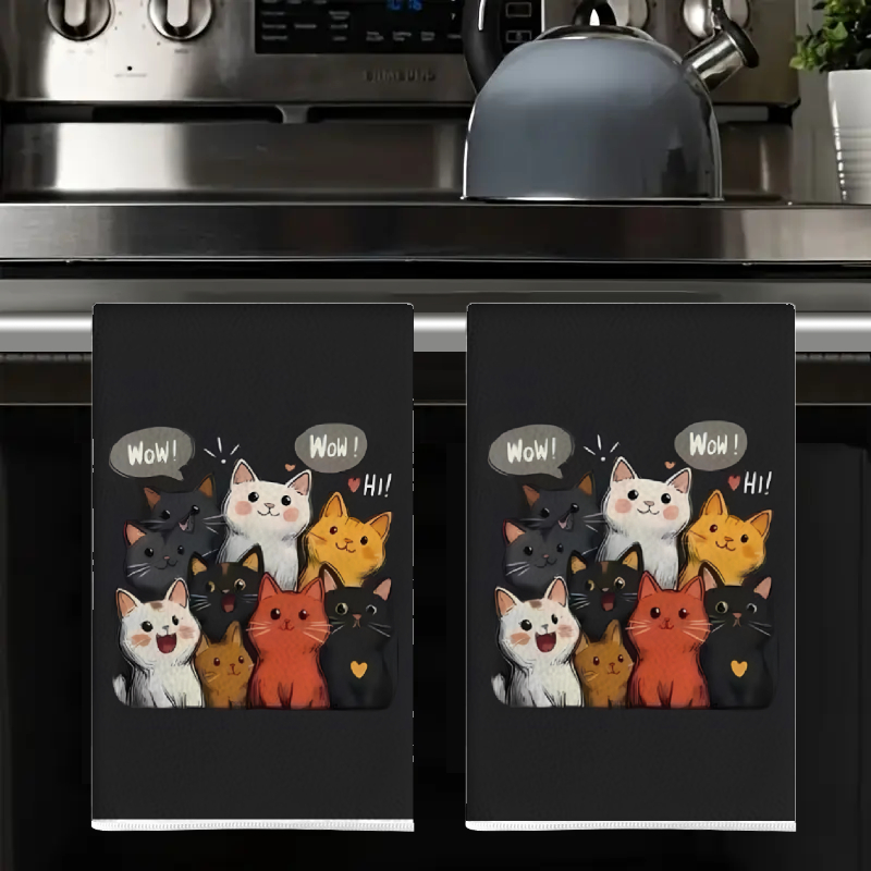 قطعتان، مناشف مطبخ بتصميم قطط  - مراجعة Home Cooking For Cats وسعره