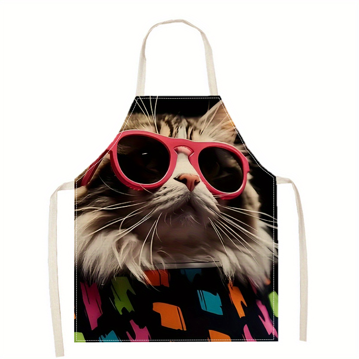 مريلة كتان بطبعة قطة مضحكة بنظ - مراجعة Home Cooking For Cats وسعره